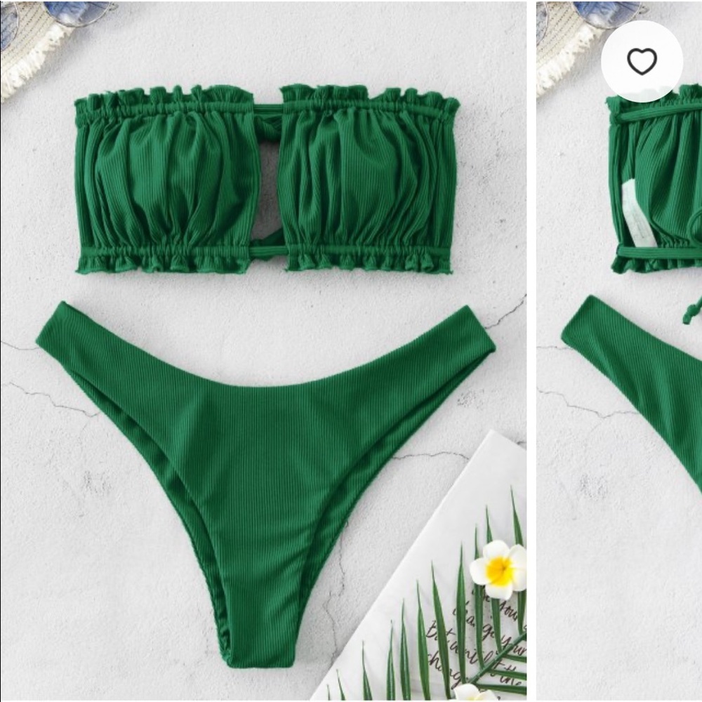 BRAND NEW Zaful Ribbed Tie Cutout Bandeau Bikini